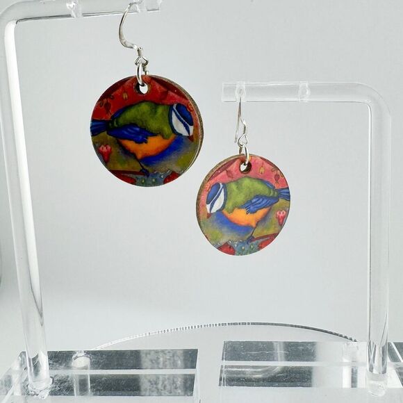 Vintage Handmade Wooden Bird Earrings 80s Cottagecore Nature Inspired Artisan - Picture 5 of 8